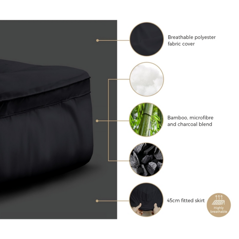 Charcoal Bamboo Mattress Topper